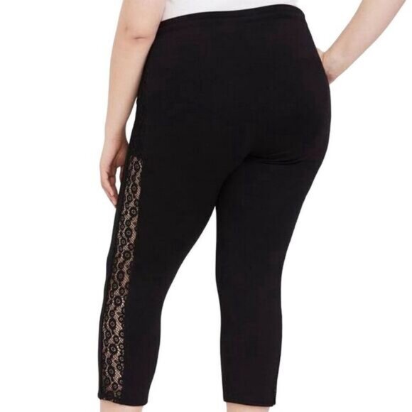 EUC Torrid Plus Size Women's Black Lace Trim Jogger Pants Black Size 3 - Picture 3 of 12
